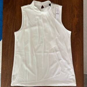 NWT Donatella Woven Front Sleeveless Shell Top in Ecru